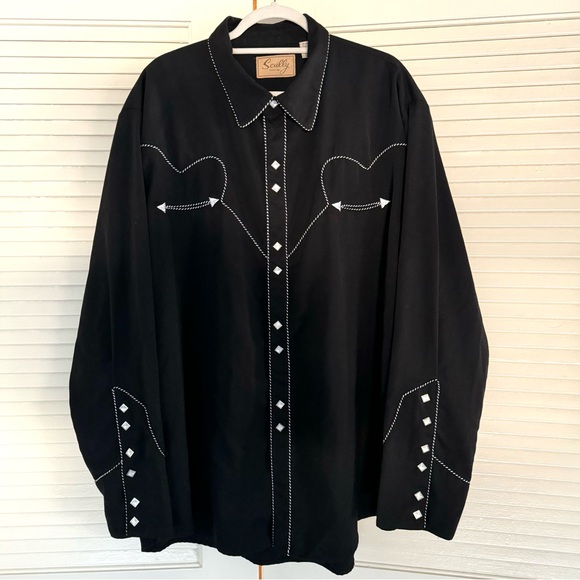 Scully Black Classic Western Shirt Men’s XXL P-726 - Picture 2 of 7